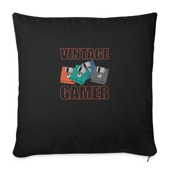 Vintage Gamer Floppy Disk Retro Memory Module - Sofa pillowcase 17,3'' x 17,3'' (45 x 45 cm) - black - Front