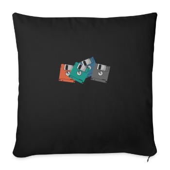Colorful Floppy Disks Retro Memory Module Disk - Sofa pillowcase 17,3'' x 17,3'' (45 x 45 cm) - black - Front