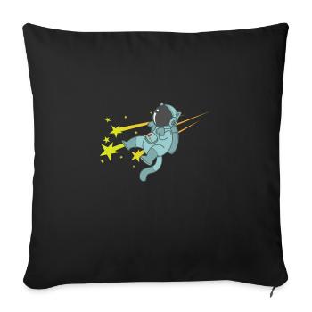 Étoiles filantes avec ciel d’astronaute - Housse de coussin décorative 45 x 45 cm - noir - Devant