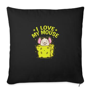I love my Mouse Rodent Cheese Mammal - Sofa pillowcase 17,3'' x 17,3'' (45 x 45 cm) - black - Front