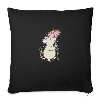 Mouse with Flower Nature Cheese Pet - Sofa pillowcase 17,3'' x 17,3'' (45 x 45 cm) - black - Front