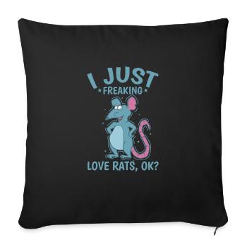 J’adore les rats, d’accord ? Rongeur - Housse de coussin décorative 45 x 45 cm - noir - Devant