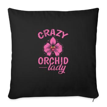 Crazy Orchid Lady plante fleur - Housse de coussin décorative 45 x 45 cm - noir - Devant