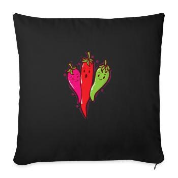 Chili Peppers Heat Spice Scoville - Sofa pillowcase 17,3'' x 17,3'' (45 x 45 cm) - black - Front