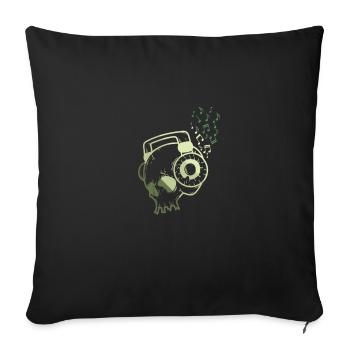 Head with headphones Music - Sofa pillowcase 17,3'' x 17,3'' (45 x 45 cm) - black - Front