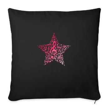 Star of Sheet Music and Treble Clef Music - Sofa pillowcase 17,3'' x 17,3'' (45 x 45 cm) - black - Front