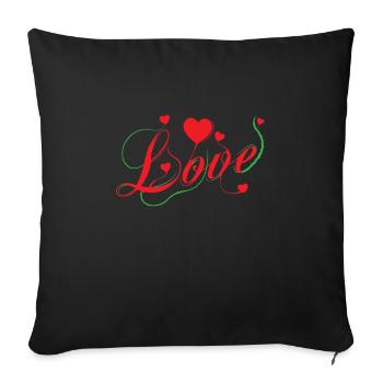 Lettrage d’amour avec un brin d’épines - Housse de coussin décorative 45 x 45 cm - noir - Devant
