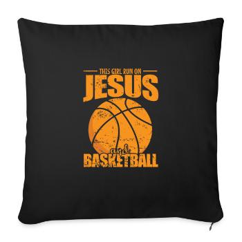 Cette fille court sur Jésus et le basket-ball - Housse de coussin décorative 45 x 45 cm - noir - Devant