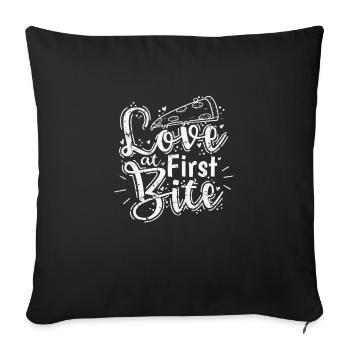 Love at First Bite Pizza Italian - Sofa pillowcase 17,3'' x 17,3'' (45 x 45 cm) - black - Front