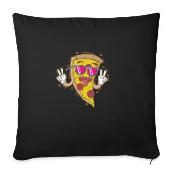 Tranche de pizza italienne fraîche - Housse de coussin décorative 45 x 45 cm - noir - Devant