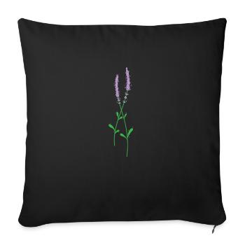 Purple Lavender Herbs Plant - Sofa pillowcase 17,3'' x 17,3'' (45 x 45 cm) - black - Front
