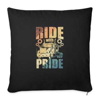 Ride with Pride Truck Driver Long-Distance - Sofa pillowcase 17,3'' x 17,3'' (45 x 45 cm) - black - Front