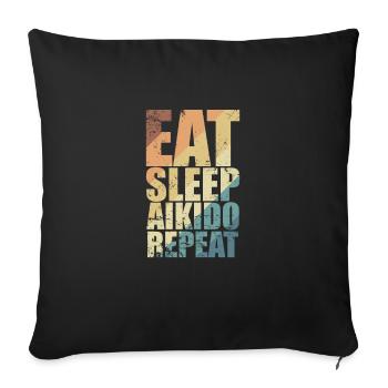 Eat Sleep Aikido Repeat Martial Arts - Sofa pillowcase 17,3'' x 17,3'' (45 x 45 cm) - black - Front