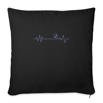 Heartbeat Line with Stick Figure Aikido - Sofa pillowcase 17,3'' x 17,3'' (45 x 45 cm) - black - Front