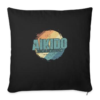 begins and ends with Respect Aikido Training - Sofa pillowcase 17,3'' x 17,3'' (45 x 45 cm) - black - Front