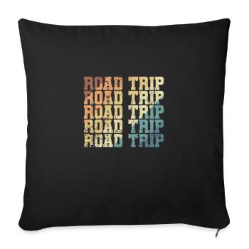 Road Trip Adventure Travel Route Road - Sofa pillowcase 17,3'' x 17,3'' (45 x 45 cm) - black - Front