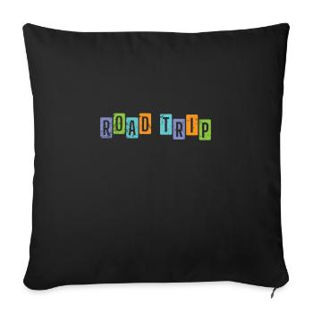 Road Trip Voyage Pique-Aventure Route - Housse de coussin décorative 45 x 45 cm - noir - Devant