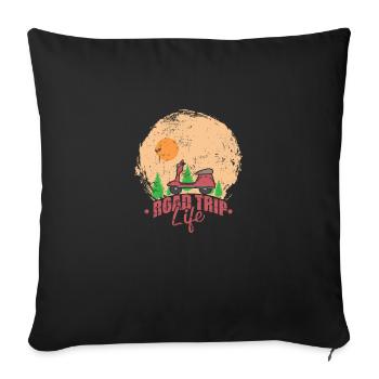 Scooter Road Trip Life Travel Adventure - Sofa pillowcase 17,3'' x 17,3'' (45 x 45 cm) - black - Front