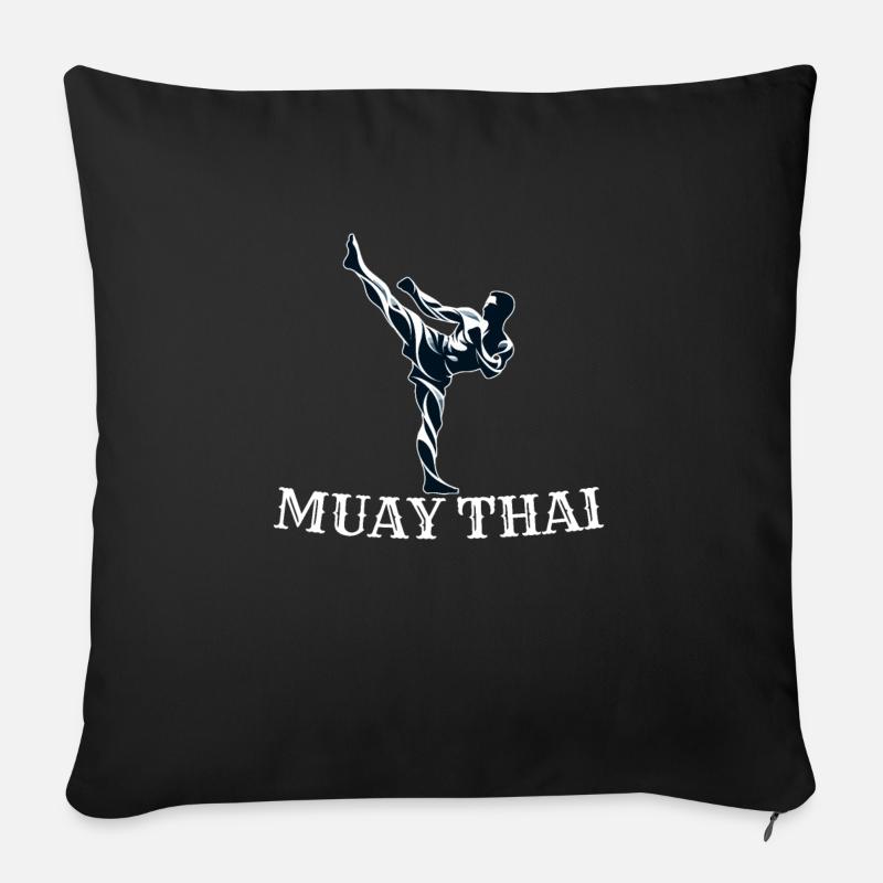 Conception de combattant Muay Thai - Housse de coussin décorative 45 x 45 cm - noir