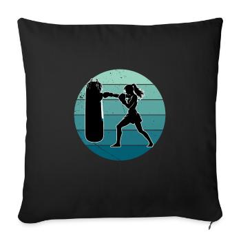 Women's Kickboxing Kickboxer - Sofa pillowcase 17,3'' x 17,3'' (45 x 45 cm) - black - Front