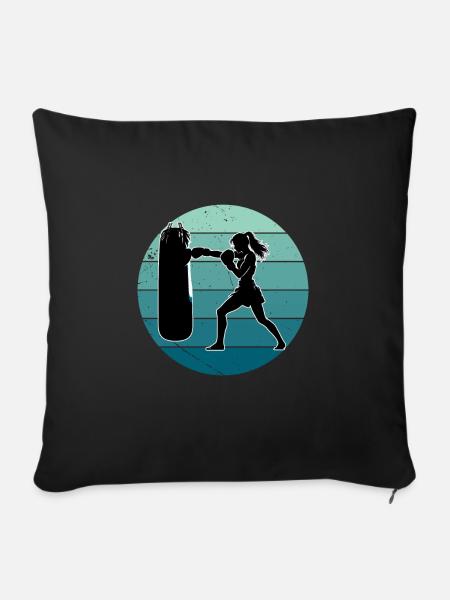 Frauen Kickboxen Kickboxerin - Sofakissenbezug 45 x 45 cm - Schwarz
