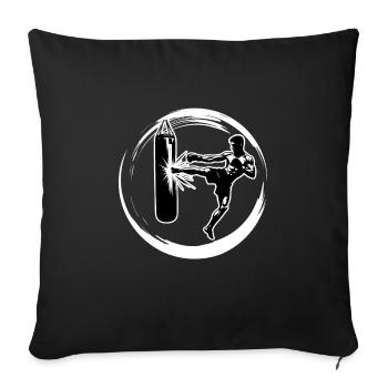 Kickboxing Coup de pied - Housse de coussin décorative 45 x 45 cm - noir - Devant