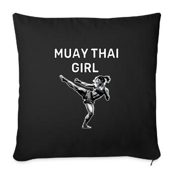 Muay Thai Girl - Sofa pillowcase 17,3'' x 17,3'' (45 x 45 cm) - black - Front