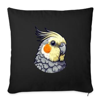 Cute Cokatiel Lover Design - Sofa pillowcase 17,3'' x 17,3'' (45 x 45 cm) - black - Front