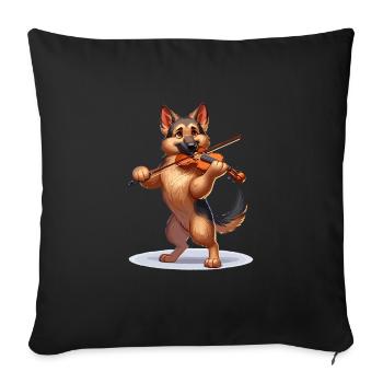 German Shepherd playing violin - Sofa pillowcase 17,3'' x 17,3'' (45 x 45 cm) - black - Front