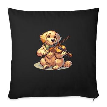 Golden Retriever Plays The Violin - Sofa pillowcase 17,3'' x 17,3'' (45 x 45 cm) - black - Front