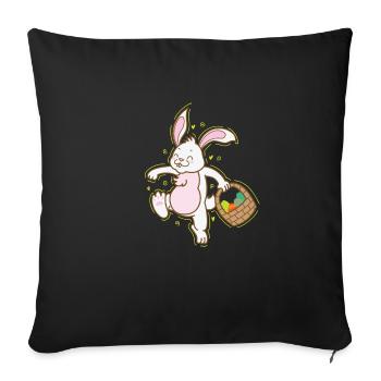 Easter bunny with basket full of Easter egg - Sofa pillowcase 17,3'' x 17,3'' (45 x 45 cm) - black - Front