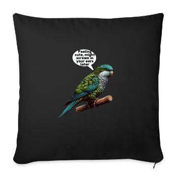 Quäker Papagei Mönch Sittich - Sofakissenbezug 45 x 45 cm - Schwarz - Vorne