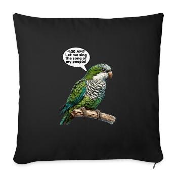 Quäker Papagei Mönch Sittich - Sofakissenbezug 45 x 45 cm - Schwarz - Vorne