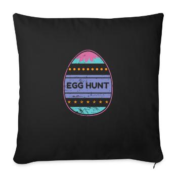 Chasse aux oeufs Oeufs de Pâques lapin de Pâques - Housse de coussin décorative 45 x 45 cm - noir - Devant