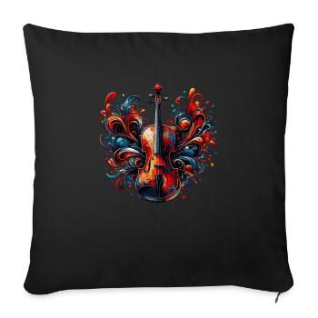 Dessin de violon ColoUful - Housse de coussin décorative 45 x 45 cm - noir - Devant