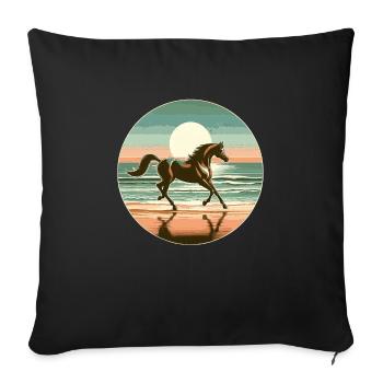 Art du cheval arabe - Housse de coussin décorative 45 x 45 cm - noir - Devant