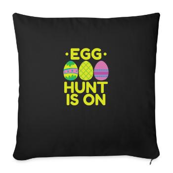 La chasse aux œufs est sur les œufs de Pâques colorés - Housse de coussin décorative 45 x 45 cm - noir - Devant