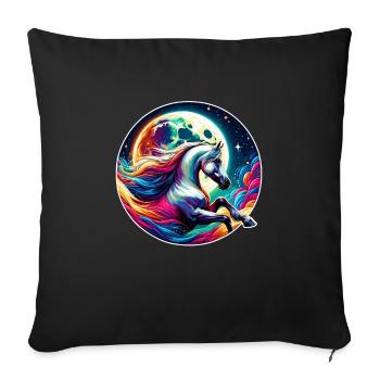 Art du cheval arabe - Housse de coussin décorative 45 x 45 cm - noir - Devant