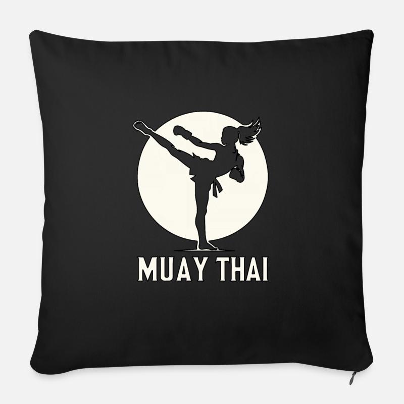 Muay Thai Frau - Sofakissenbezug 45 x 45 cm - Schwarz
