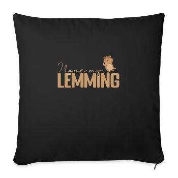 J’adore mon rongeur Lemming - Housse de coussin décorative 45 x 45 cm - noir - Devant
