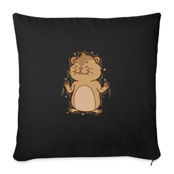 Lemming is happy rodent - Sofa pillowcase 17,3'' x 17,3'' (45 x 45 cm) - black - Front