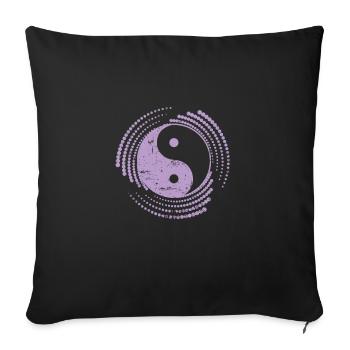 Motif Yin et Yang Symbole Signe Harmonie - Housse de coussin décorative 45 x 45 cm - noir - Devant