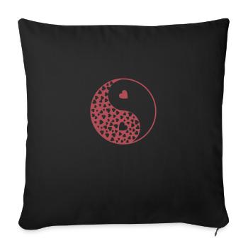 Harmonie Yin et Yang des cœurs - Housse de coussin décorative 45 x 45 cm - noir - Devant