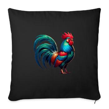 Belle image de coq - Housse de coussin décorative 45 x 45 cm - noir - Devant
