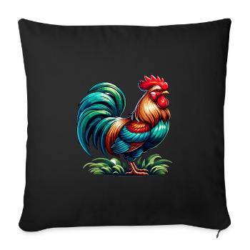 Belle image de coq - Housse de coussin décorative 45 x 45 cm - noir - Devant