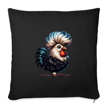 Polish Crested Chicken Polish Chicken - Sofa pillowcase 17,3'' x 17,3'' (45 x 45 cm) - black - Front