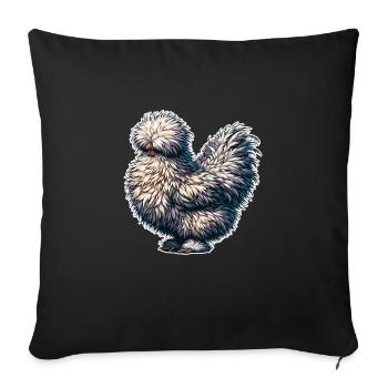 Silkie Chicken Fluffy Silky Chicken Drawing - Sofa pillowcase 17,3'' x 17,3'' (45 x 45 cm) - black - Front