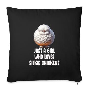 Silkie Chicken Fluffy Chickens Girl - Sofa pillowcase 17,3'' x 17,3'' (45 x 45 cm) - black - Front