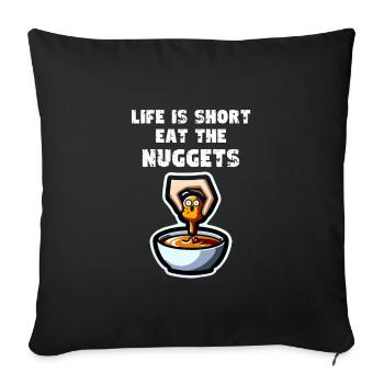 Croquettes de poulet Drôle de pépites de poulet Dicton - Housse de coussin décorative 45 x 45 cm - noir - Devant