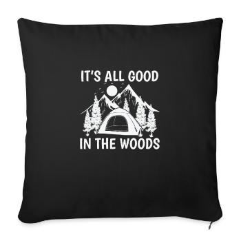 Tout va bien dans les bois Vacances en camping - Housse de coussin décorative 45 x 45 cm - noir - Devant